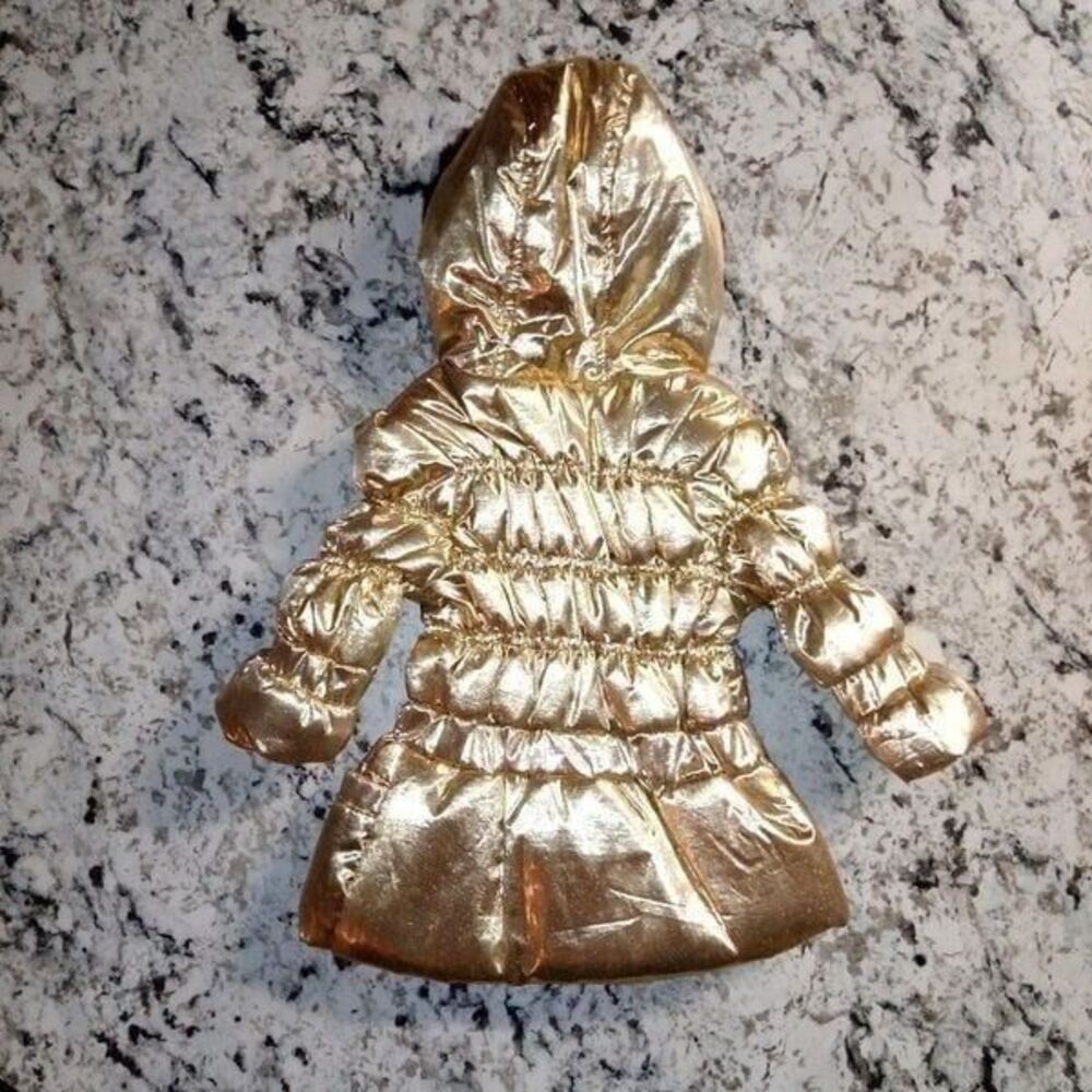 Young Hearts Gold Puffy Winter Coat Toddler Baby Sz 18M Hooded - Picture 2 of 4